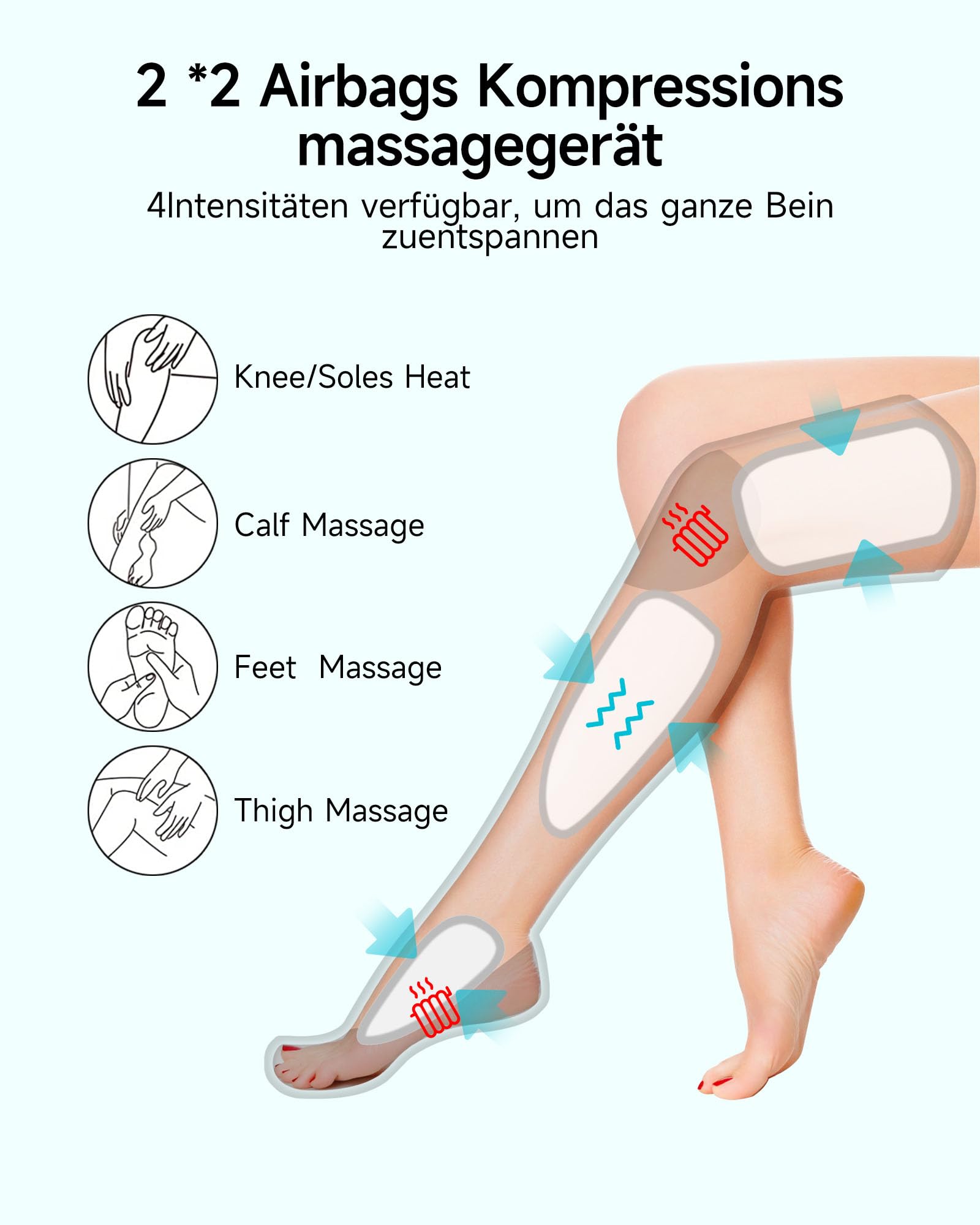 ALLJOY Air Compression Leg Massager for Circulation - 6 Modes, 4 Intensity Levels with Heat Therapy for Feet & Knees - Perfect Gift for Men & Women - Ideal for Post-Workout Recovery, Relaxation at Home, and Leg Pain Relief