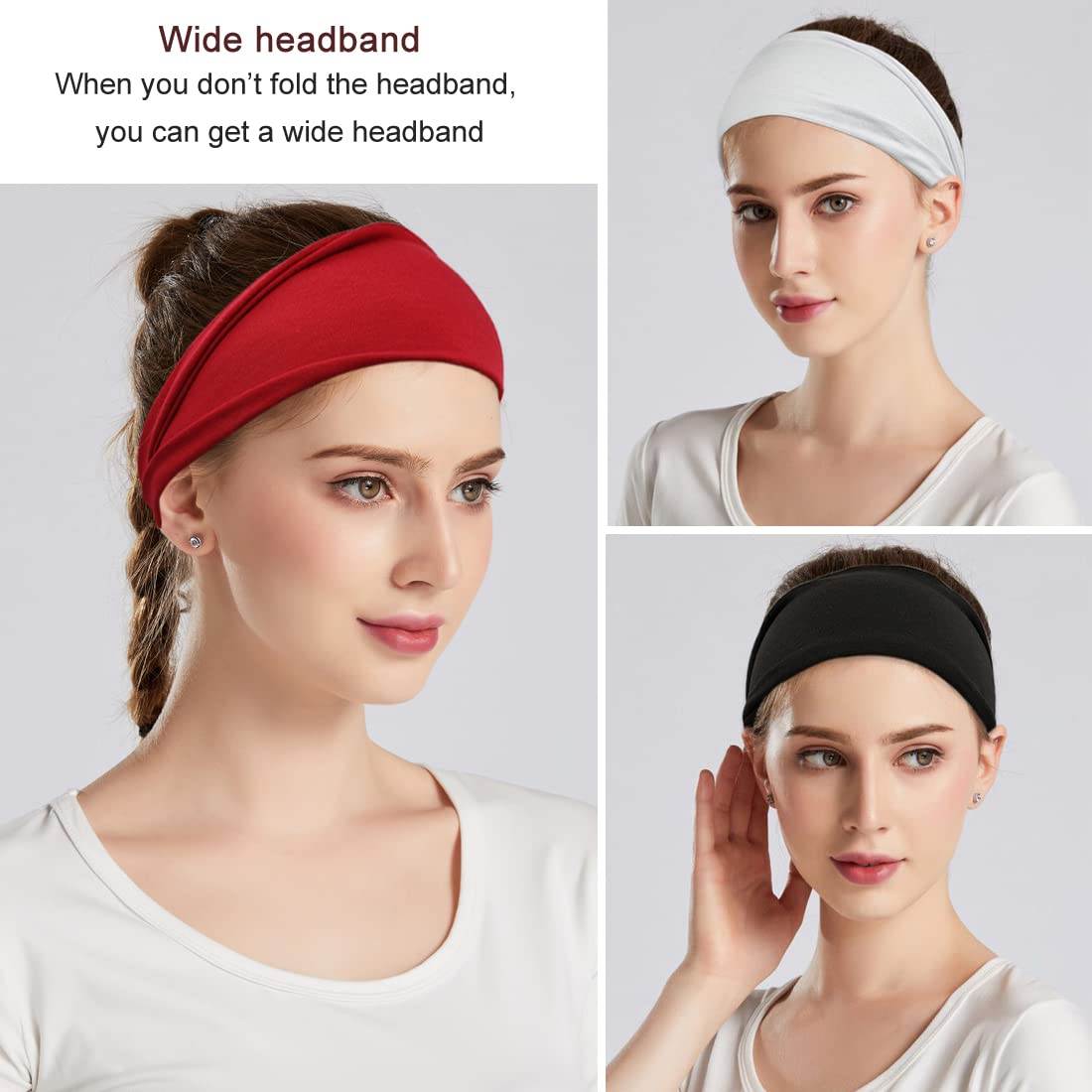 Stylish Wide Headbands for Women - 6 Pack Yoga & Workout Hair Accessories - Perfect for Running, Gym, and Everyday Use