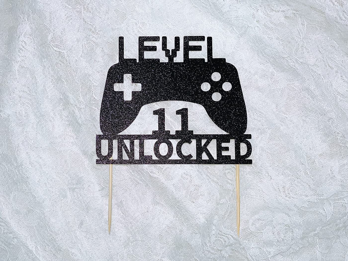 Level 11 Unlocked Cake Topper - Video Game Birthday Decor for 11th Birthday Party | Game Controller Cake Decoration for Gamer Celebrations & Gaming Themed Parties