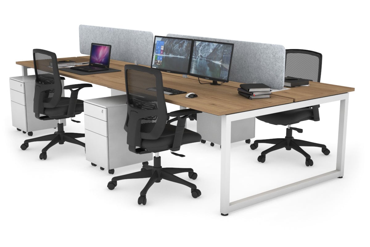 Quadro Loop Legs 4 Person Office Workstation Desk - 1800L x 700W - Modern Collaborative Workspace Solution for Team Projects & Office Meetings