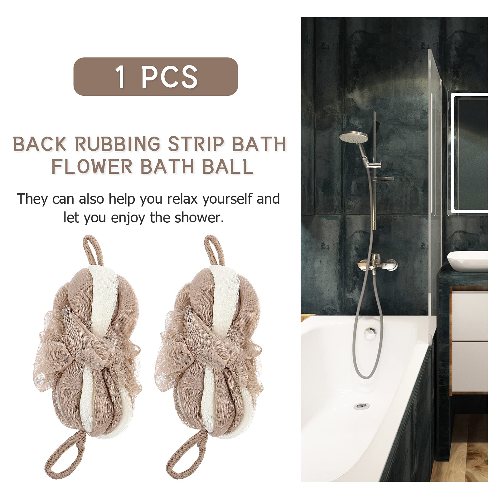 2Pcs Creative Long Bath Flowers - Soft & Absorbent Bath Towels for Spa, Home & Travel - Perfect for Relaxing Baths & Gifts