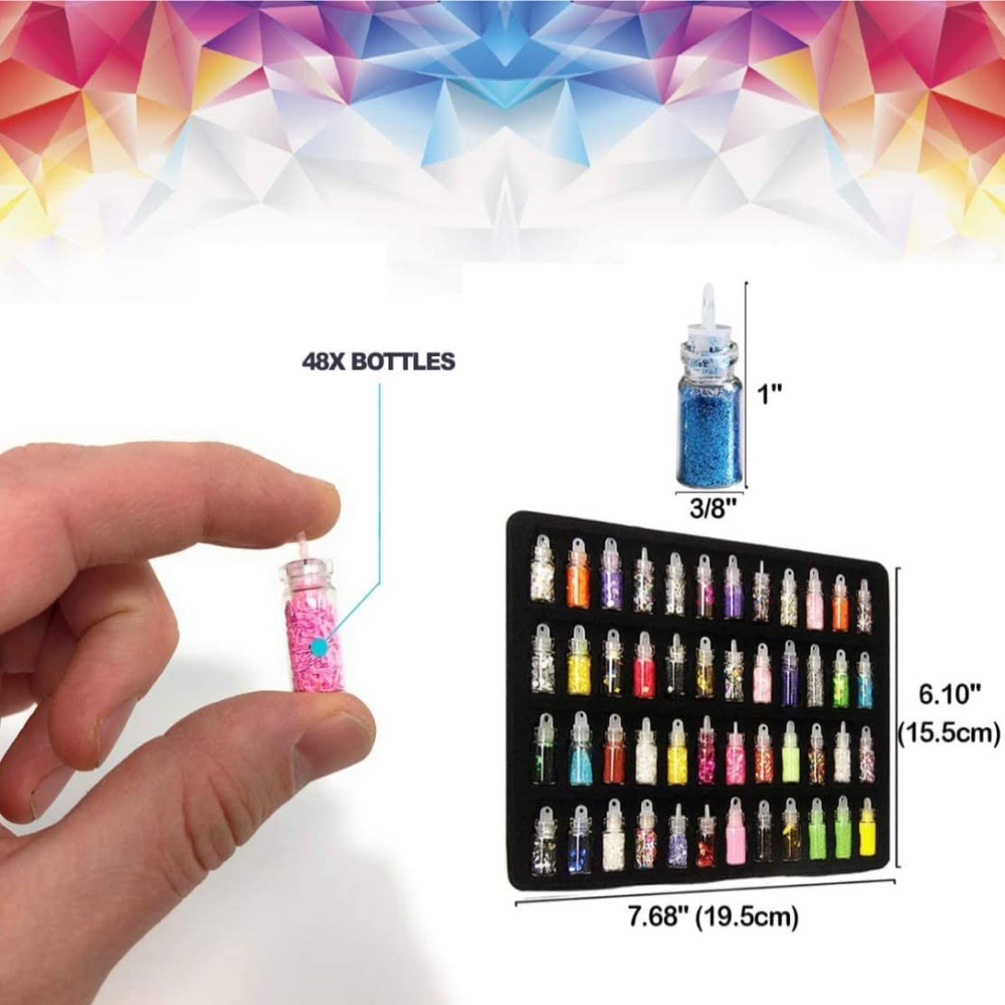 HUDACRUSH 100pcs Clear Fake Nails with 48 Glitter Bottles, Nail Glue & Red Lipstick – DIY Manicure Kit for Parties, Weddings & Special Occasions
