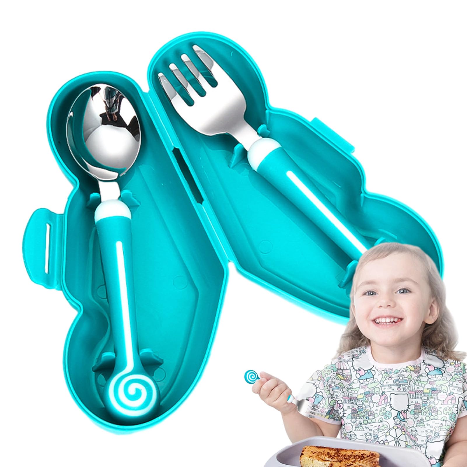 Stainless Steel Toddler Forks and Spoons Set - BPA-Free Baby Utensils for Self Feeding | Durable Kids Silverware for Toddlers | Perfect for Daycare, Travel & Learning to Eat Independently