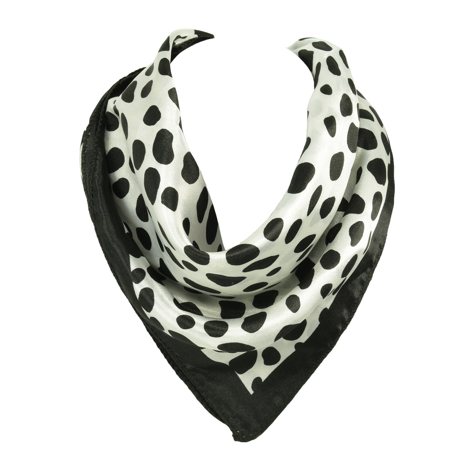 Elegant Black and White Polka Dot Satin Square Scarf for Women - Stylish Neck Accessory Gift for Ladies - Perfect for Office, Party, and Everyday Fashion