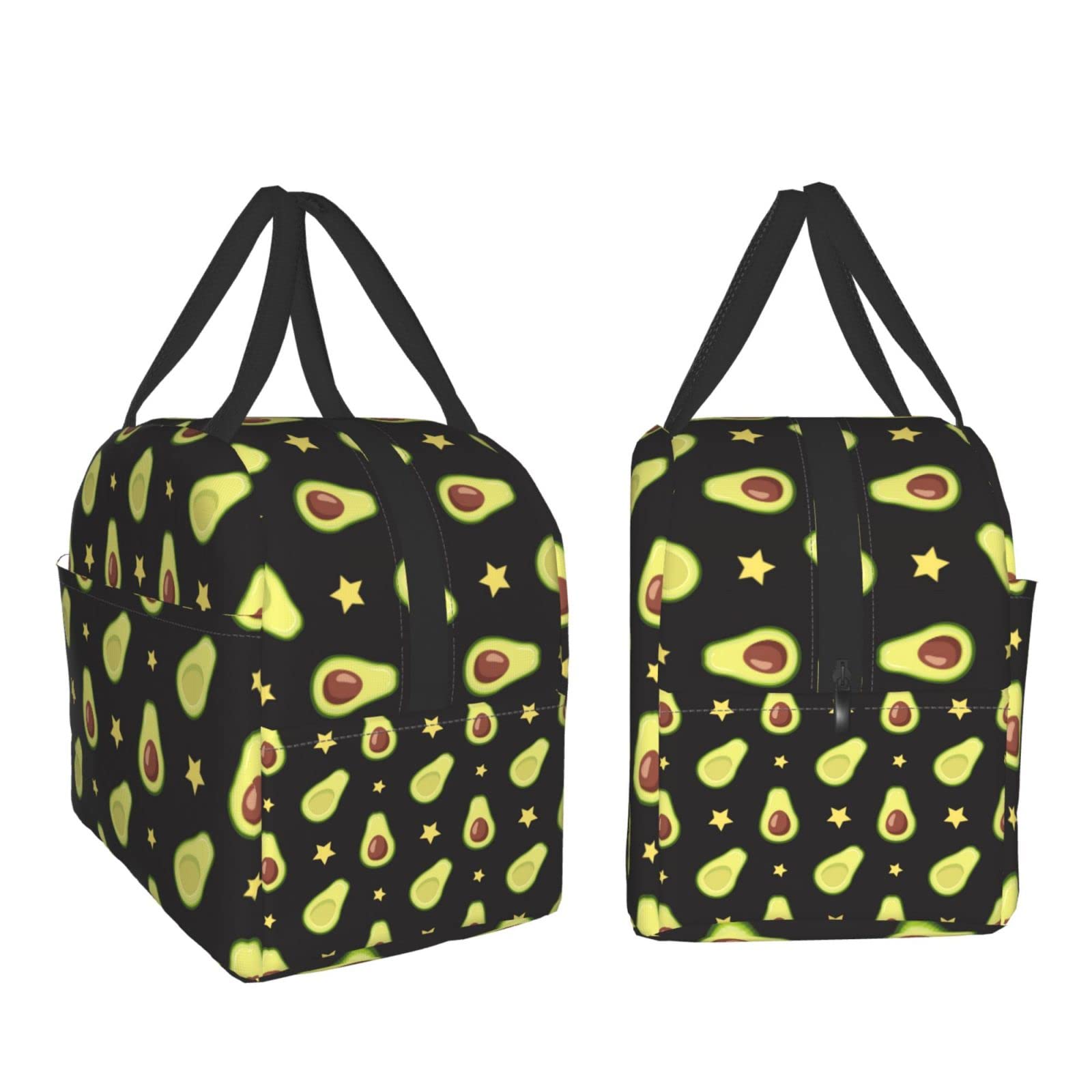 **Insulated Avocado & Stars Lunch Bag - Reusable Cooler Tote for Work, Picnic & Travel - Bento Box & Shopping Bag for Adults, Men & Women - Perfect for Office, School & Outdoor Activities**