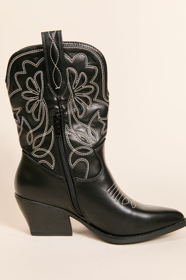 Elk Black Cowboy Booties for Women - Stylish Western Ankle Boots with Comfortable Heel - Perfect for Country Dancing, Rodeo, and Casual Outfits