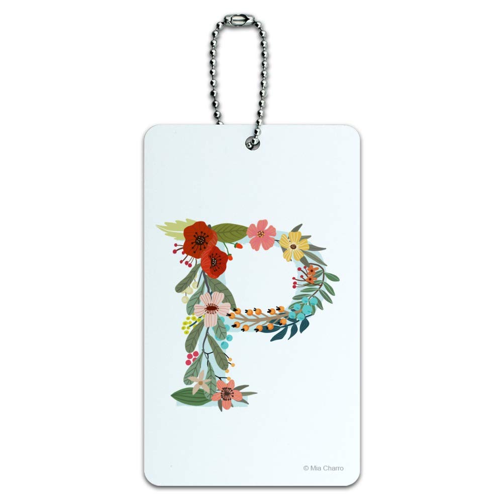 Floral Monogram Letter P Luggage Tag - Personalized Initial ID Tag for Suitcases & Carry-On Bags - Perfect for Travel, Gifts & Organization