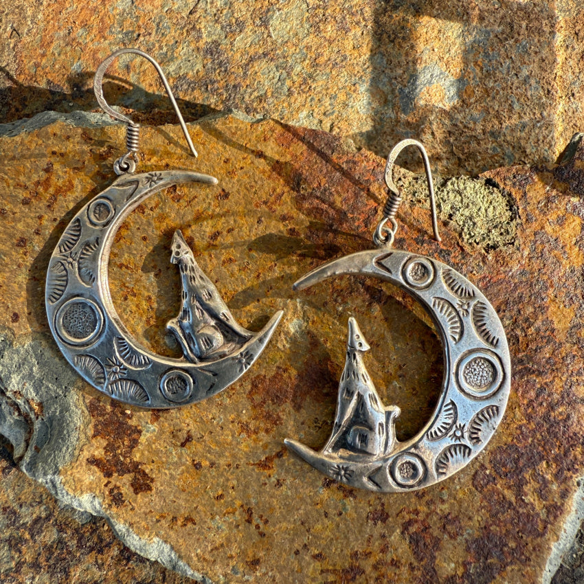 Sterling Silver Howling at the Moon Earrings for Women - Hypoallergenic Dangle Earrings - Perfect for Parties, Date Nights & Gifts
