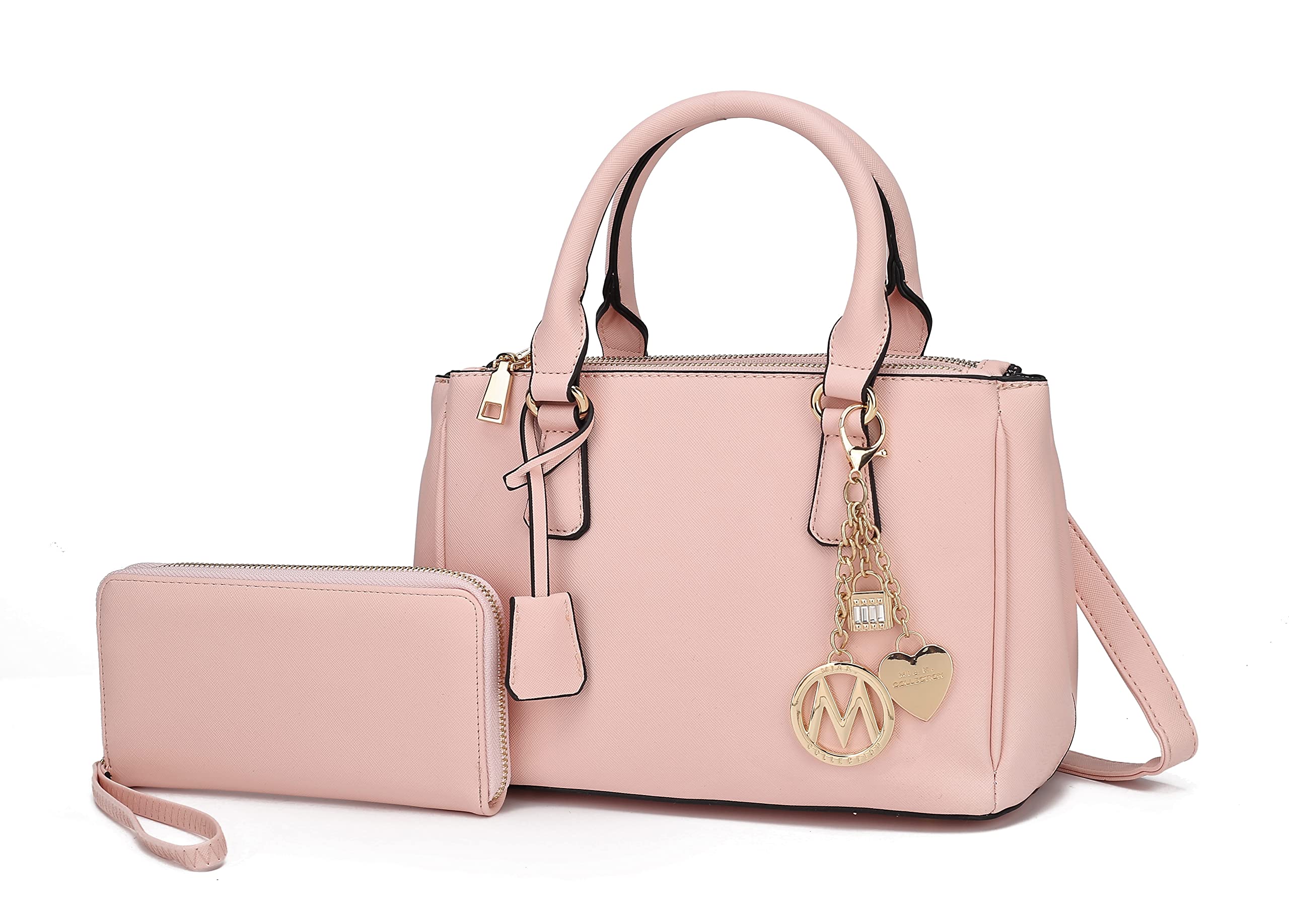 MKF Collection Vegan Leather Satchel Handbag for Women with Wristlet Wallet - Stylish Shoulder Bag Purse for Work, Travel & Everyday Use