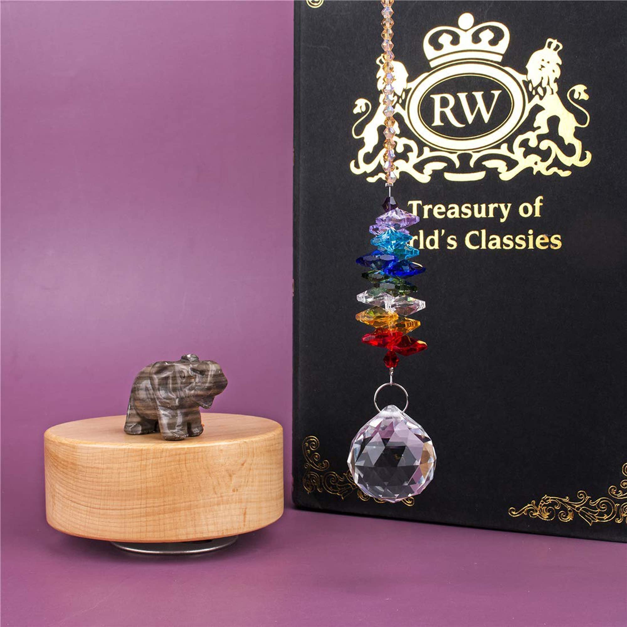 H&D Crystal Suncatcher - Feng Shui Rainbow Maker Window Prisms for Home Decor, Meditation & Positive Energy - Create Beautiful Rainbows in Living Room, Bedroom or Garden