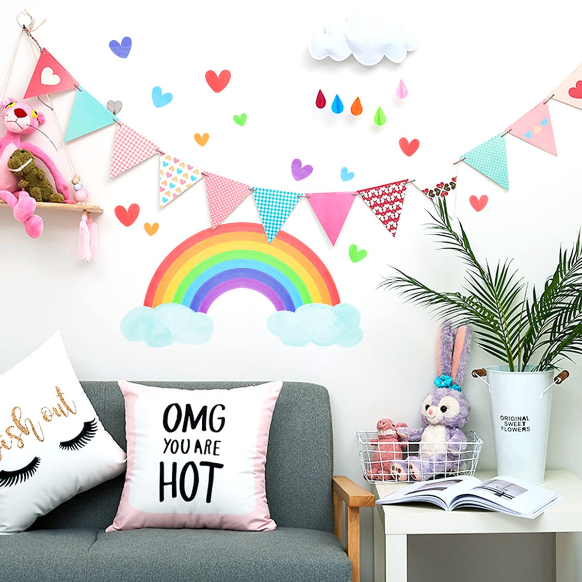 Glow in the Dark Rainbow Cloud Wall Decals - Self-Adhesive Luminous Stickers for Bedroom, Kids Room & Nursery Decor - Perfect Night Light for Sleep, Party Decorations & Wall Art - Ideal for Home, Office and Birthday Party Decor