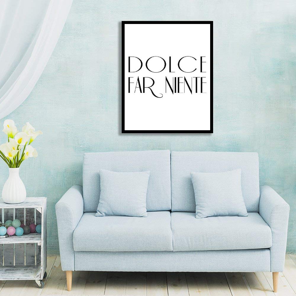 DKISEE Dolce Far Niente Italian Wood Framed Wall Art Sign - Rustic Home Decor, Wooden Wall Hanging for Living Room, Kitchen, Bedroom & Office Decor