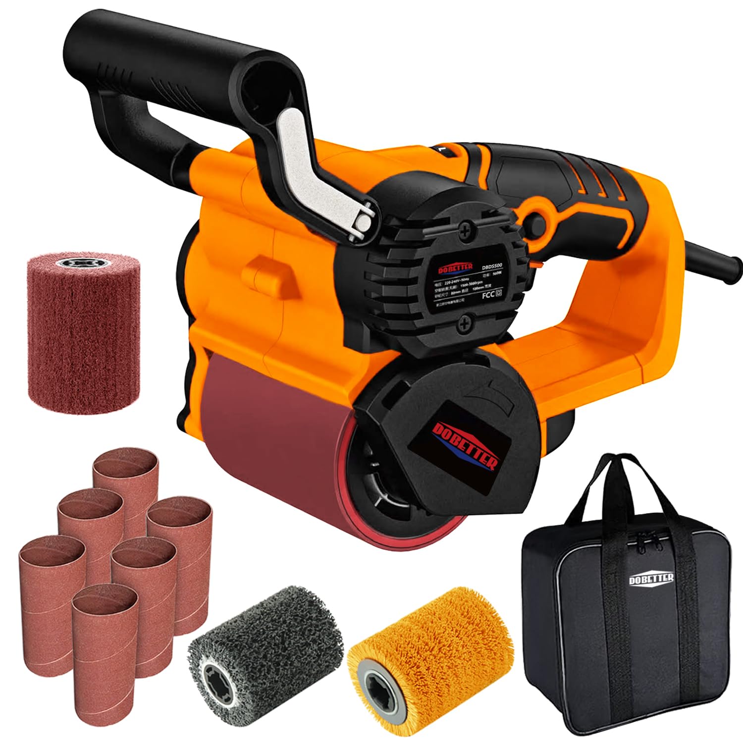 Professional Drum Sander for Woodworking - Variable Speed Surface Conditioning Tool with VAC Nozzle | Paint Stripper, Burnishing & Polishing Machine | Includes Tool Bag (Model DBDS500) | Perfect for DIY Projects, Furniture Refinishing & Floor Restoration