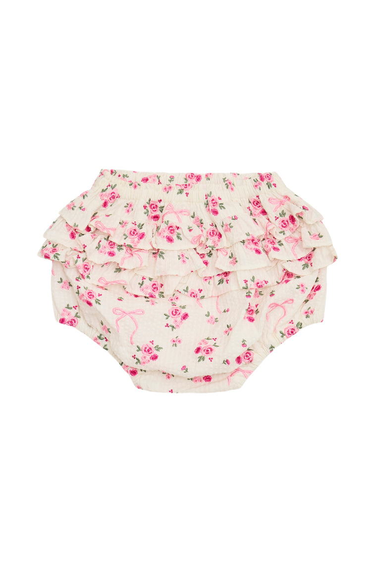 Baby Nalina Rose & Bow Bloomer - Adorable Floral Baby Girl Bloomers for Newborn Photography, Baptism, and Special Occasions