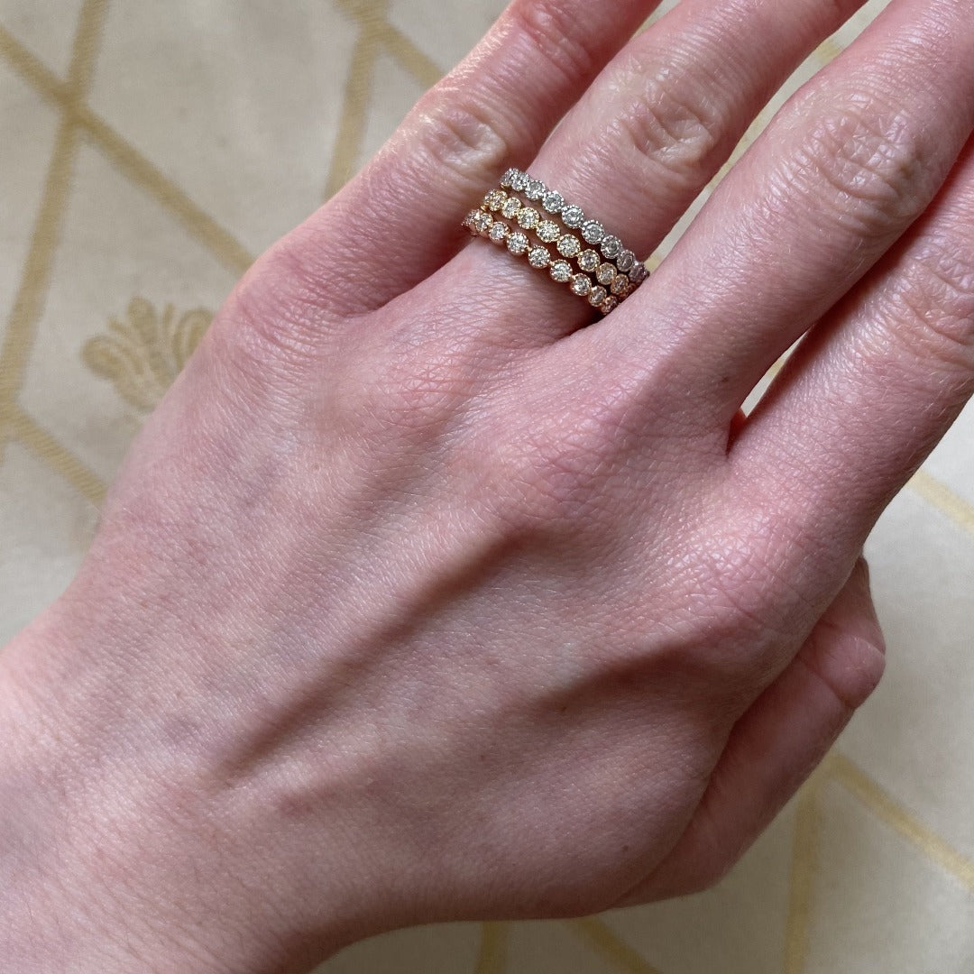 0.50 Carat Diamond Bezel Milgrain 14K Yellow Gold Eternity Wedding Band - Perfect for Anniversary Gifts & Bridal Jewelry