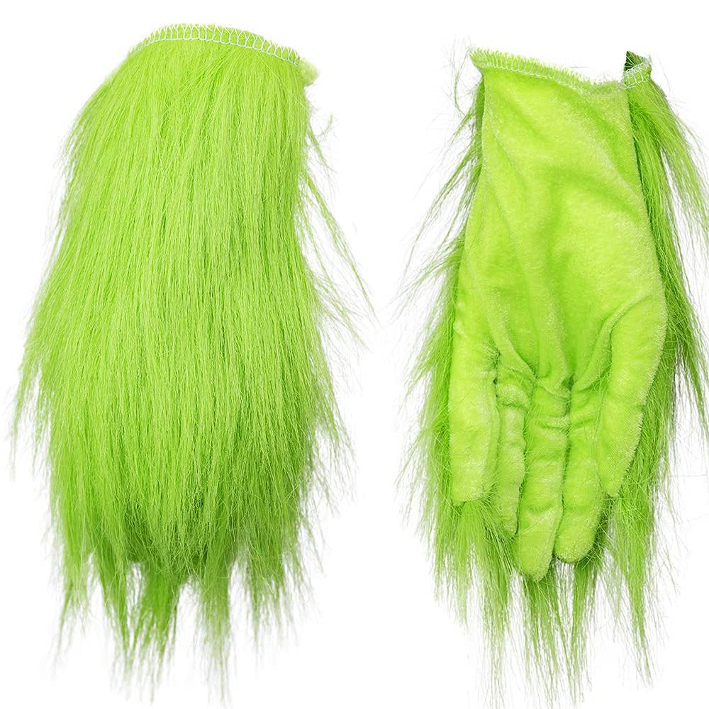 Saoniang Christmas Cosplay Gloves - Santa Costume Gloves for Holiday Parties & Festive Events - Green Velvet Gloves for Christmas Costumes, Cosplay, and Winter Celebrations