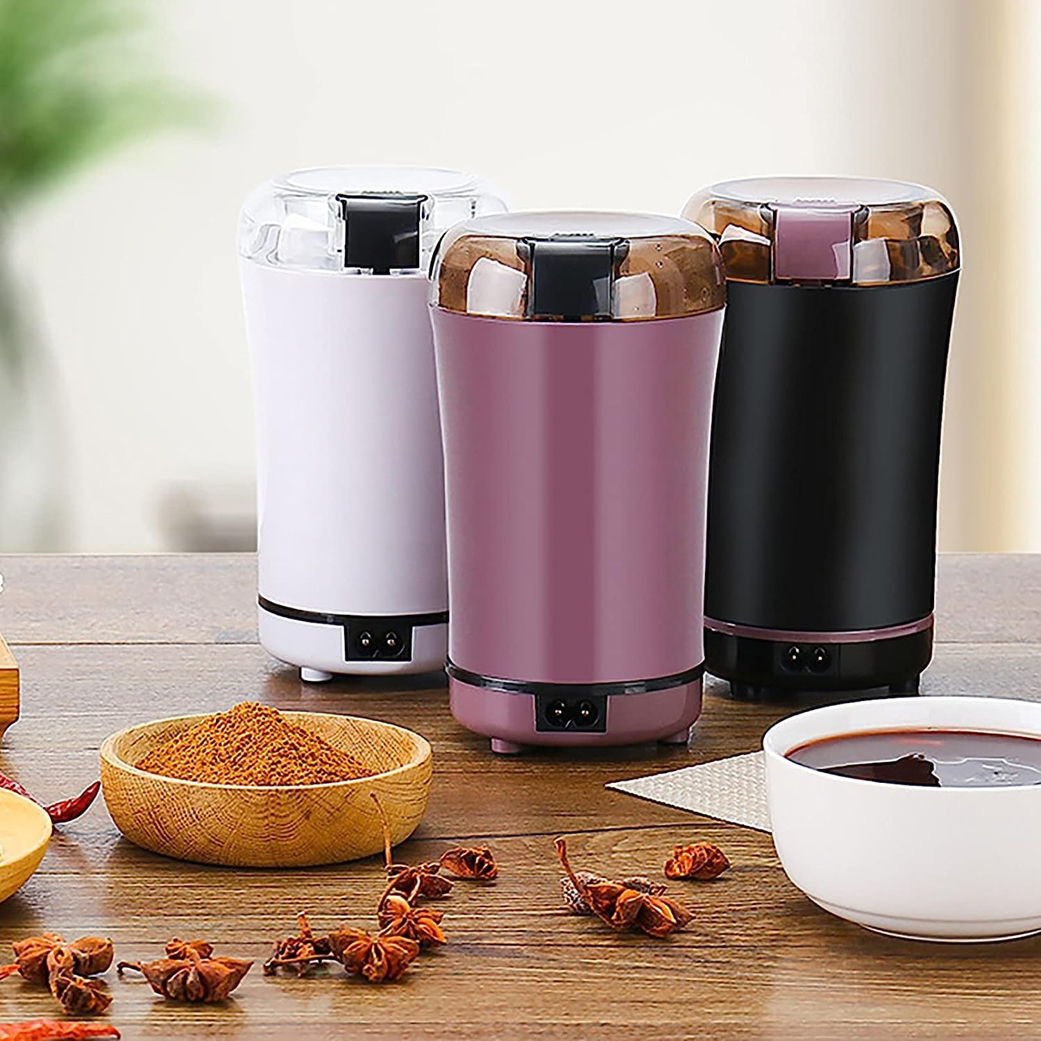 Premium Electric Coffee & Spice Grinder - Stainless Steel Blade, Portable Travel Size for Fresh Ground Coffee, Herbs & Nuts - Perfect for Home, Office & Camping Use