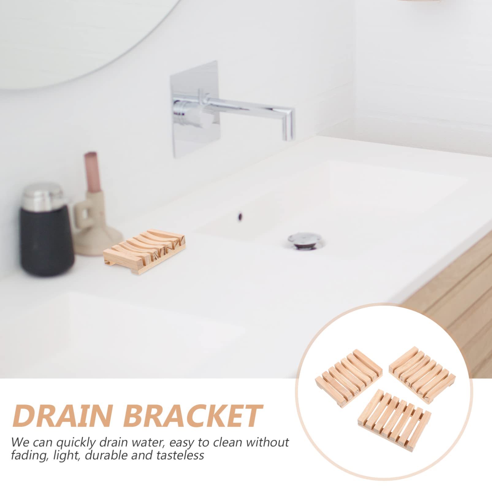 **Cabilock 3-Piece Wooden Soap Dish Set - Natural Rustic Wood Soap Holder for Sink, Shower & Bath - Hollow Pallet Board Design for Drainage - Perfect for Travel & Home Decor**