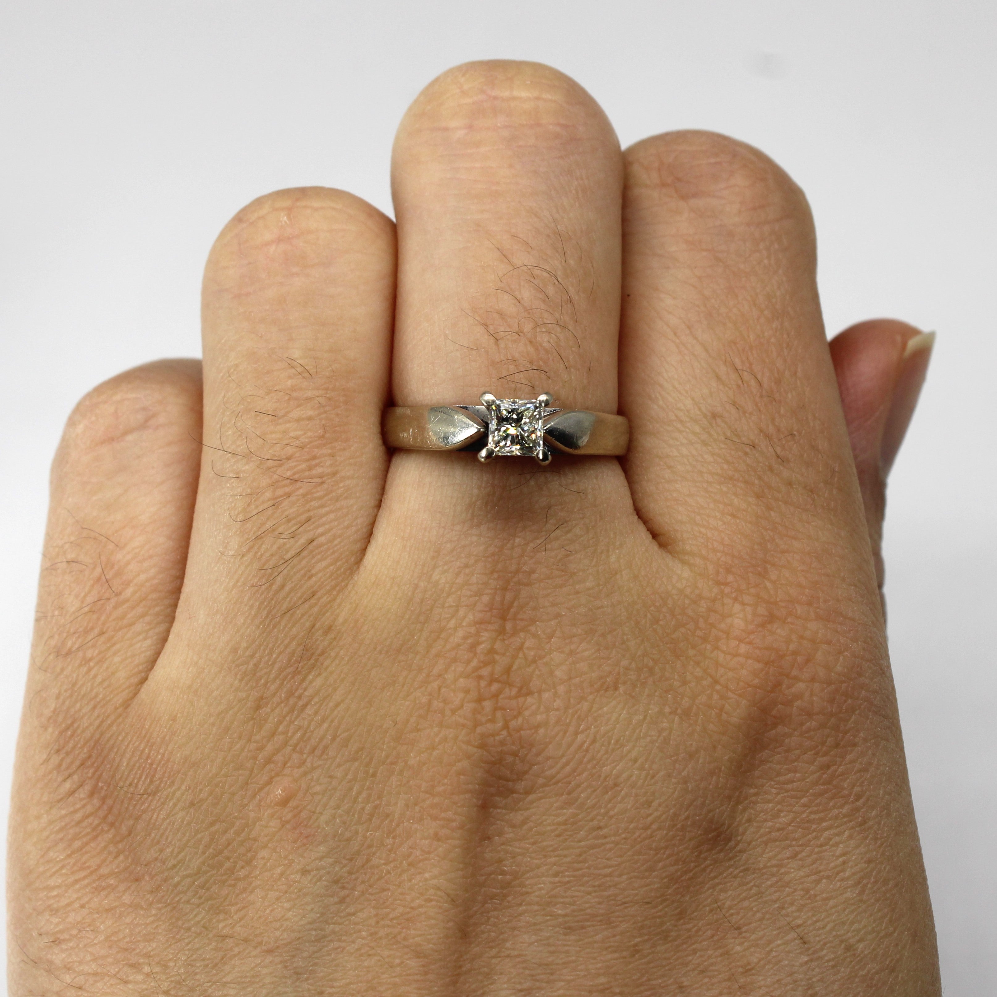 Solitaire Princess Canadian Diamond Engagement Ring - 0.50ct VS2 H/I Round Cut 14K White Gold Size 6.75 | Classic Wedding Band, Anniversary Gift for Her, Promise Ring for Girlfriend