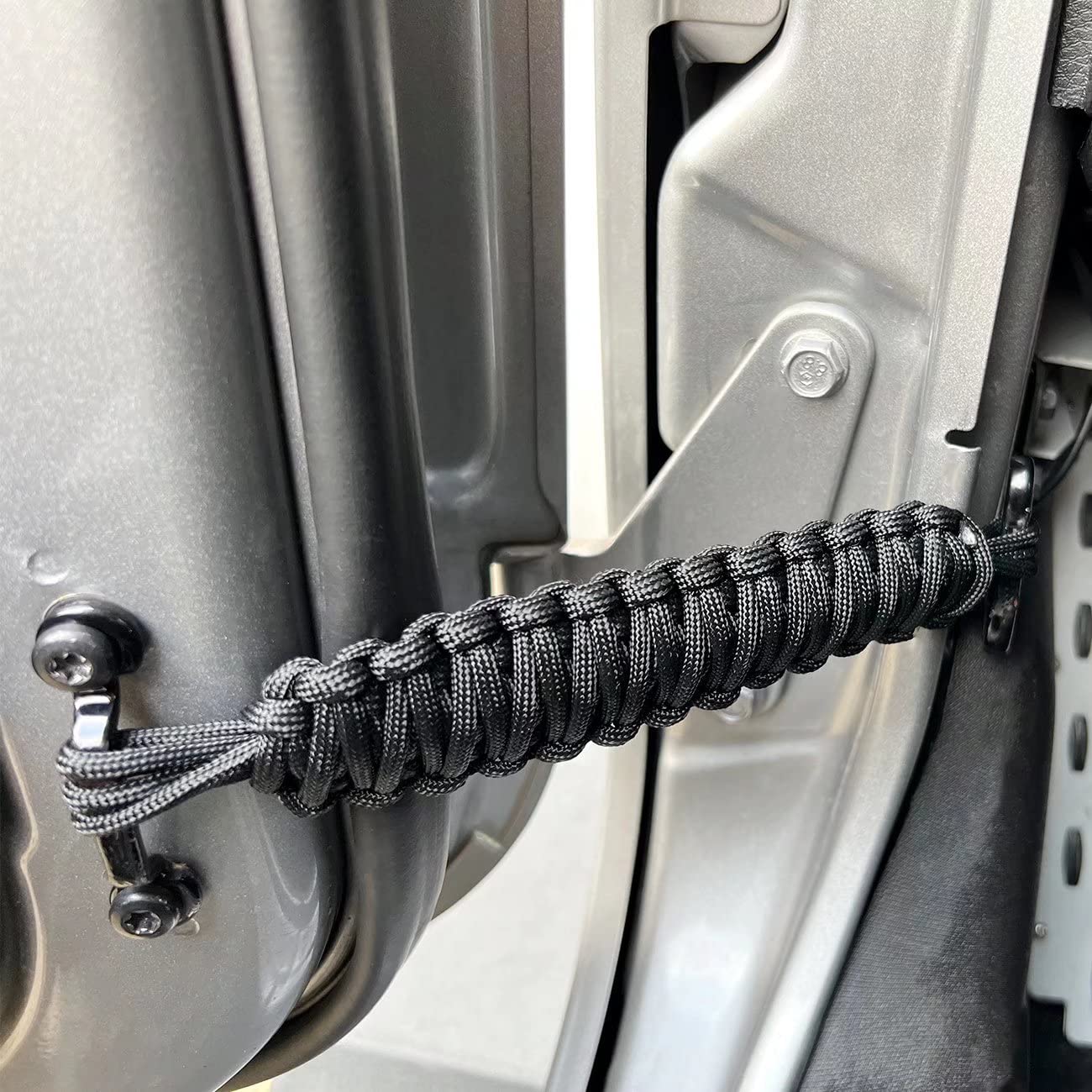 Heavy Duty Paracord Door Strap for Jeep Wrangler CJ YJ TJ JK JKU JL - 2PCS Black Hand Woven Limit Straps - Perfect for Off-Roading, Camping & Jeep Accessories