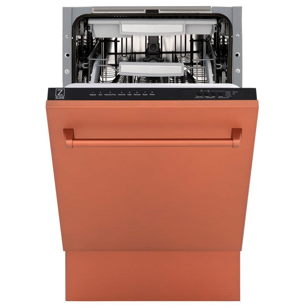 ZLINE 18 Inch Tallac Series 3rd Rack Top Control Dishwasher with Stainless Steel Tub & Copper Panel - 51dBa Ultra Quiet (DWV C 18) for Modern Kitchens and Open Concept Homes