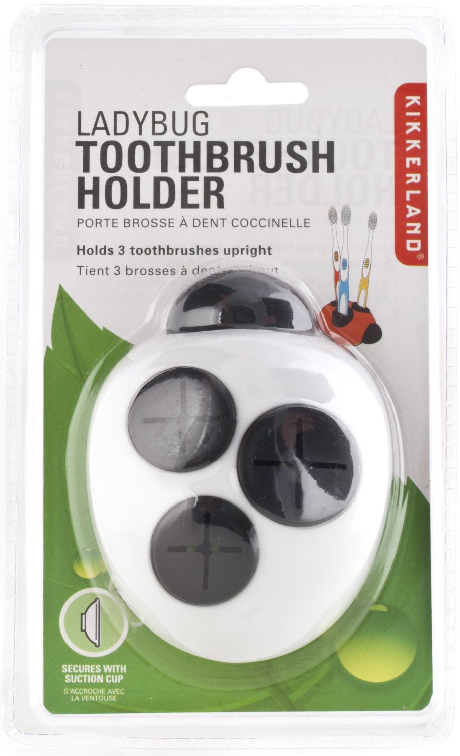Kikkerland Ladybug Toothbrush Holder - Cute Bathroom Organizer for Kids & Adults - Perfect for Home, Travel, and Dorm Decor