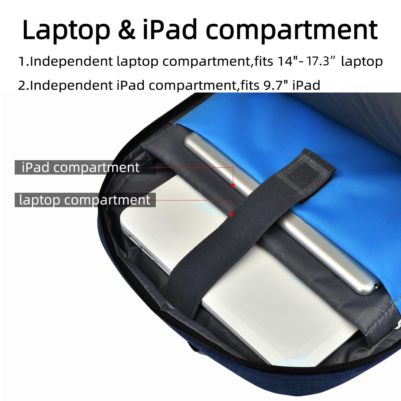 DUSLANG 17 Inch Waterproof Laptop Backpack for Men - Travel & College Backpack with USB Charging Port & Rain Cover - Perfect for Business Trips, Commuting & School (Blue)