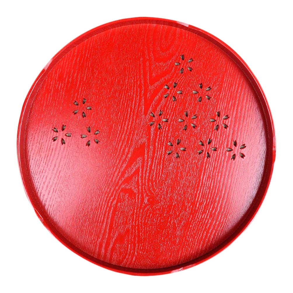 Amosfun Red Wooden Tea Tray Set - Traditional Chinese Wedding Serving Tray for Coffee, Tea & Home Decor - Perfect for Wedding Centerpieces, Bridal Showers & Home Decoration (Red)