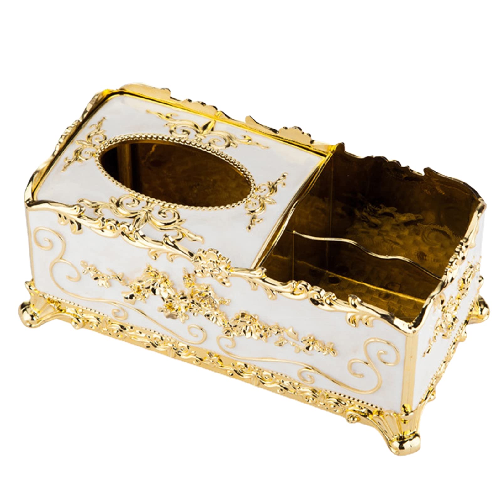Premium ABS Plastic Tissue Box Holder - European Style Embossed Design, Multi-Functional Napkin Storage Container for Home & Office (White) - Perfect for Living Room, Bathroom, and Kitchen Organization