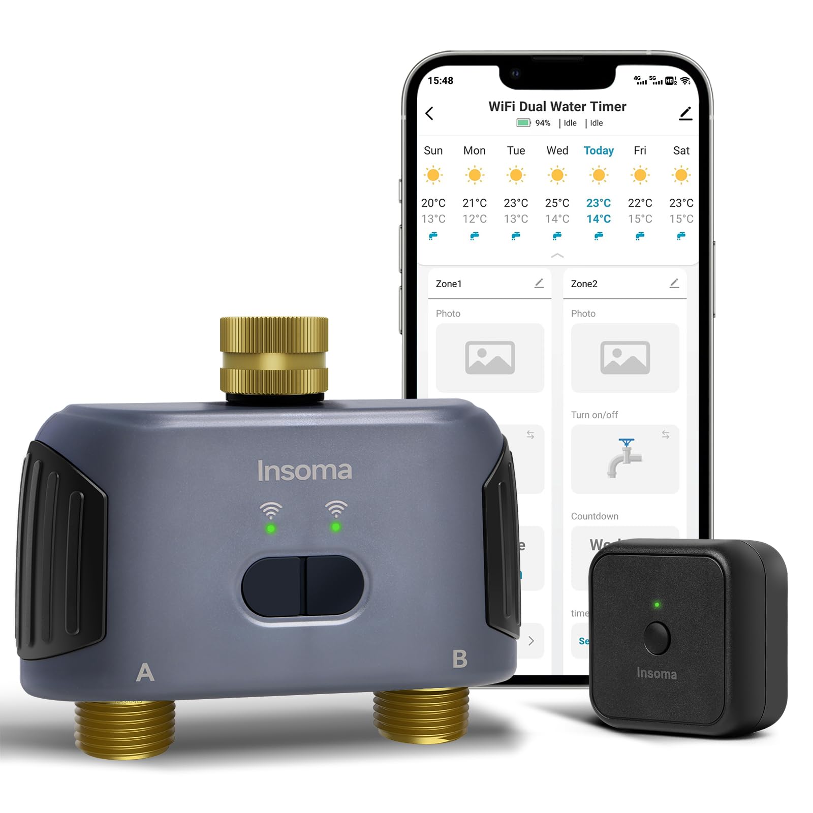 Smart WiFi Water Timer for Garden Hose - 2 Zone Sprinkler Timer with APP Remote Control, Alexa Voice Control, Rain Delay & Manual Mode | Perfect for Lawn, Yard & Garden Irrigation System | Works with Alexa & Smart Home Devices