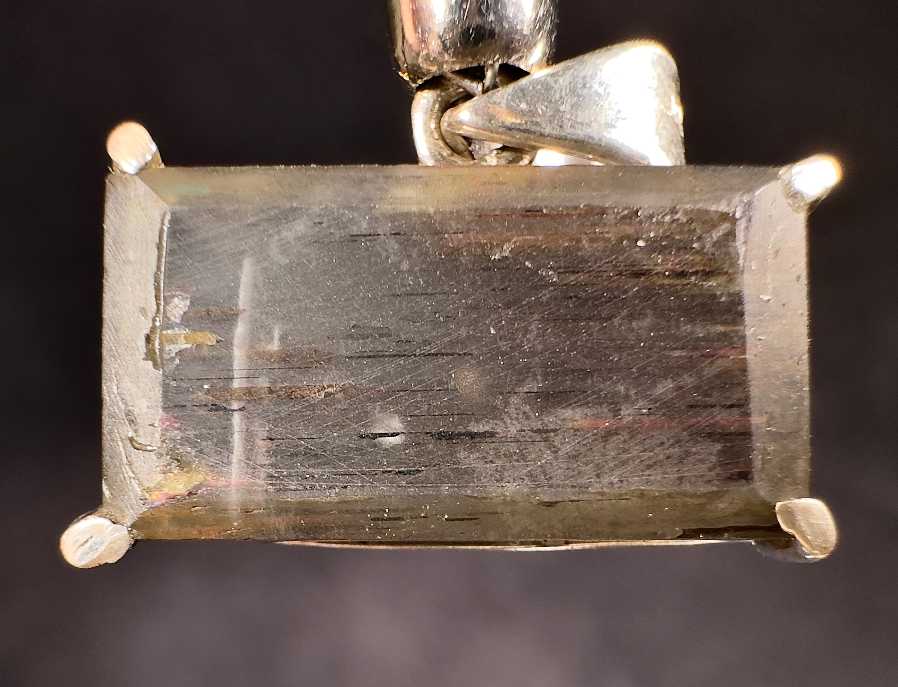 Genuine Rainbow Meteor Shower Sunstone Crystal Pendant from Tanzania - Sterling Silver Rectangle Jewelry for Women | Perfect for Gift Giving, Spiritual Healing & Boho Fashion