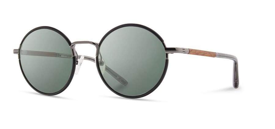 Shwood Hawthorne Acetate Sunglasses - Black Chrome/Mahogany Frame with G15 Lens - Stylish UV Protection for Outdoor Activities & Driving