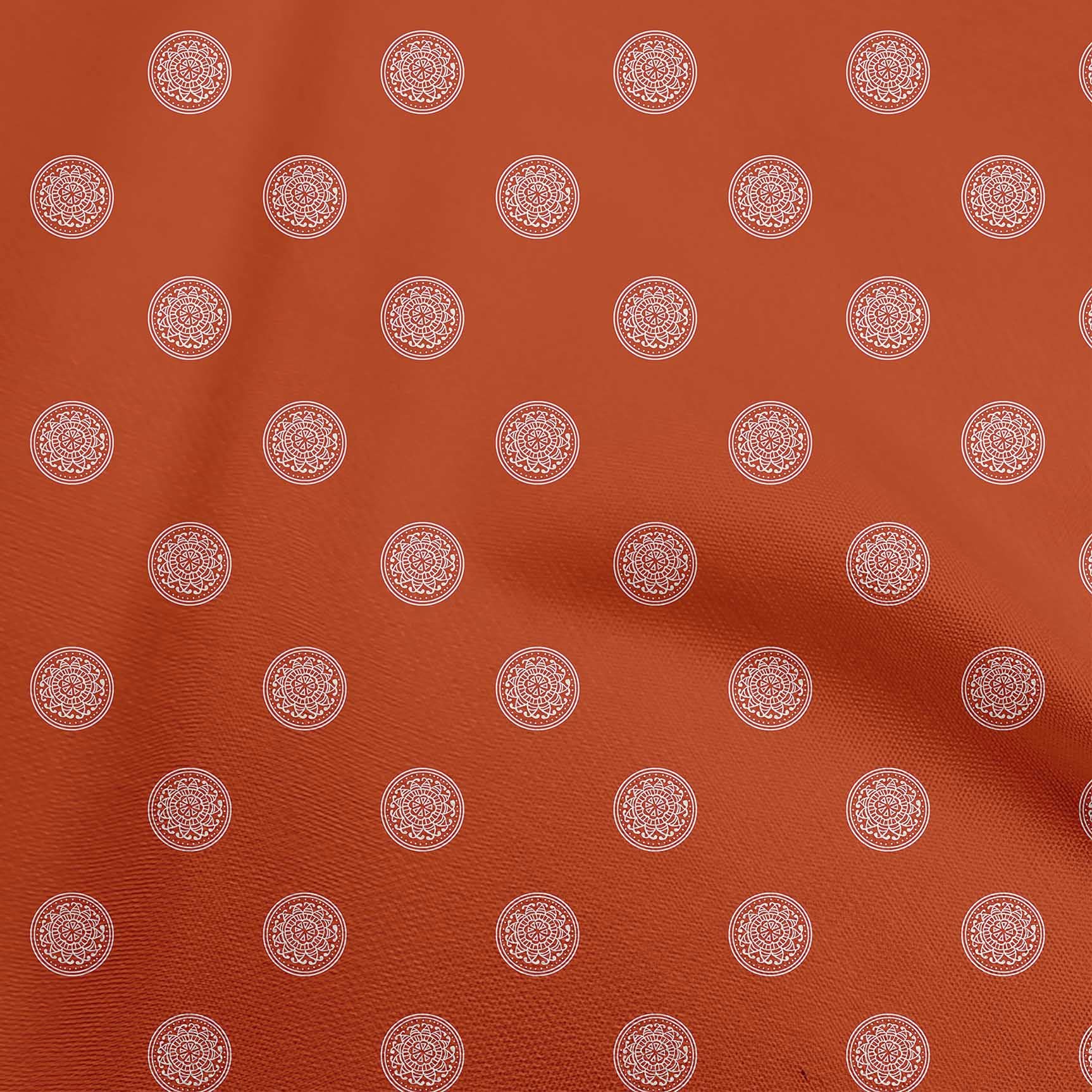 oneOone Polyester Spandex Red Asian Circle Block Print Fabric - 56 Inch Wide Dress Material by The Yard | Perfect for DIY Dresses, Skirts & Home Decor Projects