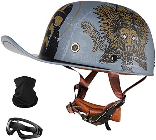 DOT Approved Retro Style Baseball Cap Motorcycle Half Helmet for Men & Women - Lightweight Jet Helmet for Motorbike, Moped, Bicycle & Scooter Riding - Open Face Design for Racing, Touring & Urban Commuting (Size: Large, Color: Black)