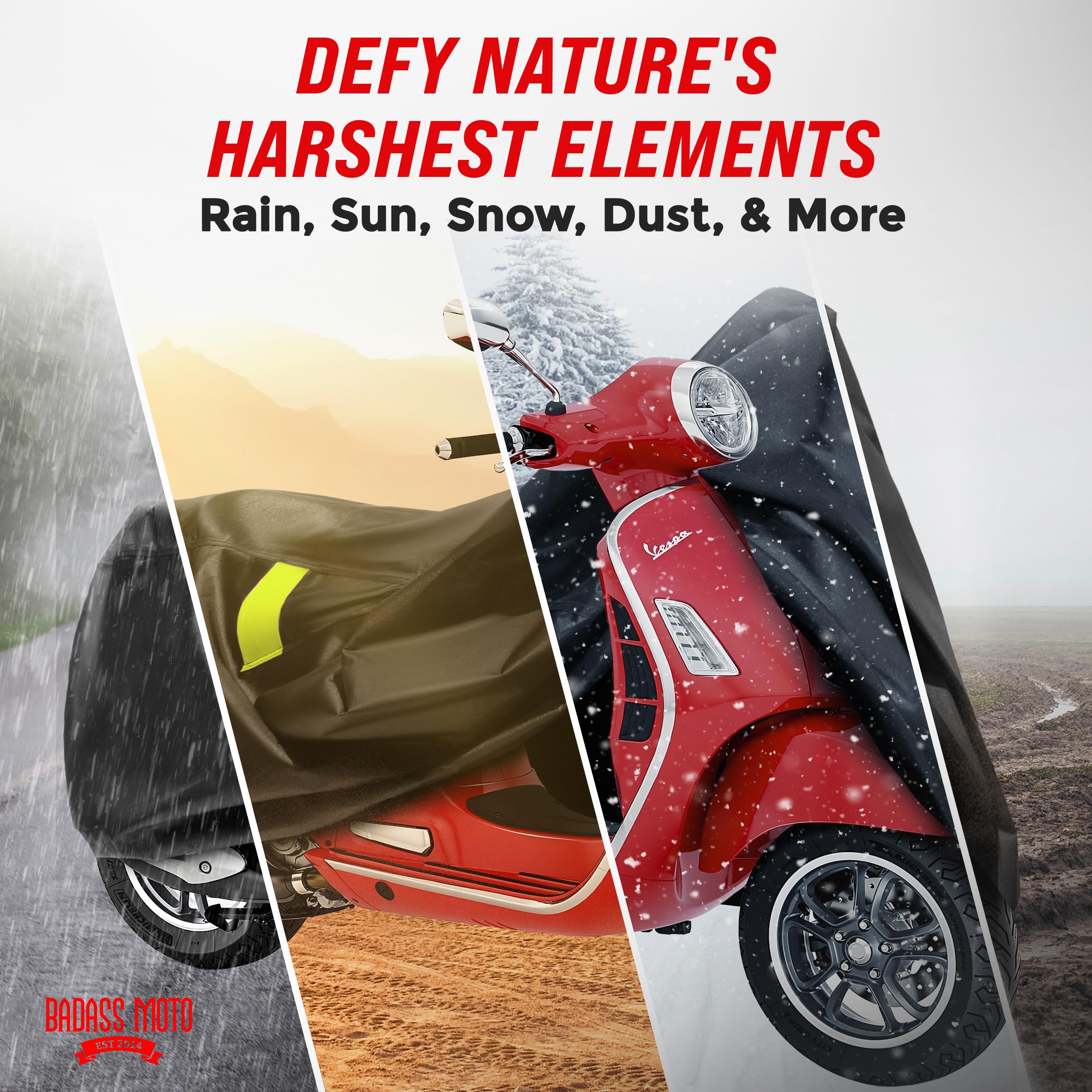Premium Waterproof Motorcycle Cover for Vespa, Honda Ruckus, Super Cub & Yamaha Zuma 125 - Heavy Duty Outdoor Moped & Scooter Protection for All Weather Conditions