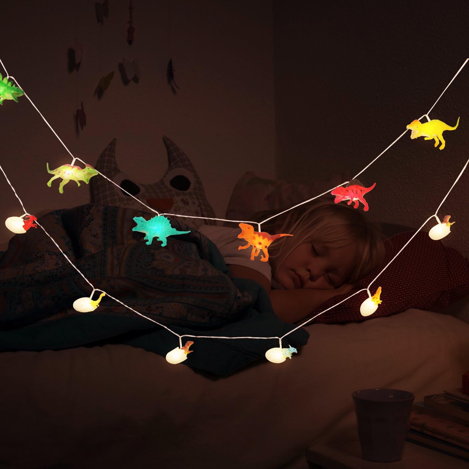 2 Pack LED Dinosaur String Lights - 10FT Battery Operated Dino Lights for Boys Room Decor, Kids Bedroom, Birthday Party & Indoor Dinosaur Theme Decoration - Perfect Gift for Children & Dinosaur Lovers