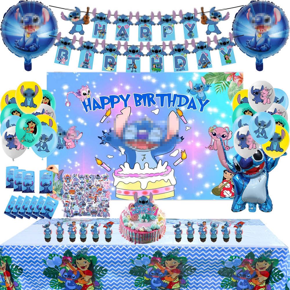 99 PCS Birthday Party Decorations Kit - Includes Banner, Backdrop, Tablecloth, Foil Balloons, Cupcake & Cake Toppers, Stickers & Gift Bags for Boys & Girls | Perfect for Birthday Celebrations, Baby Showers & Special Events
