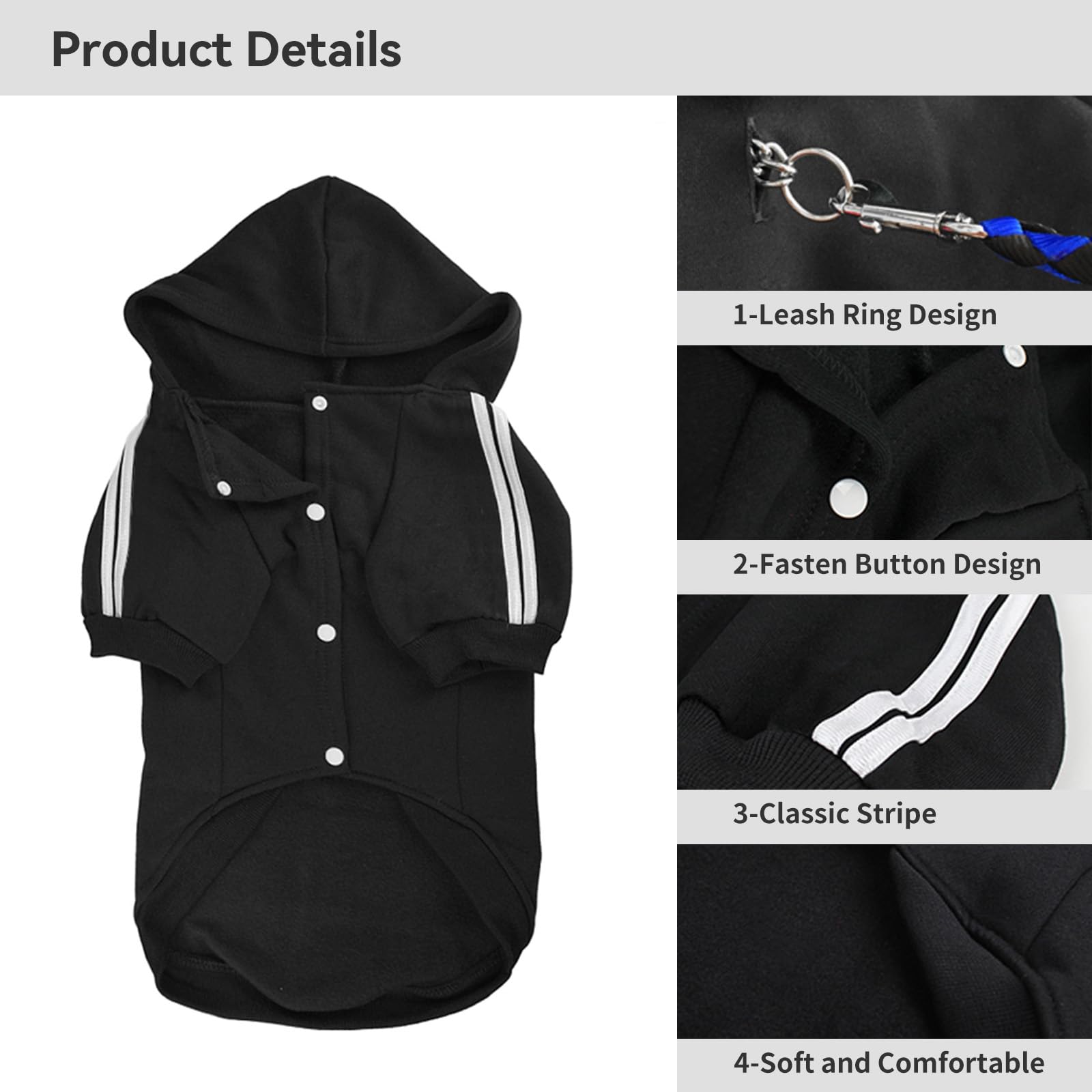 Large Dog Hoodie - Warm Winter Coat & Sweater for Medium to XL Dogs, Black 6XL - Perfect for Cold Weather Walks & Outdoor Adventures