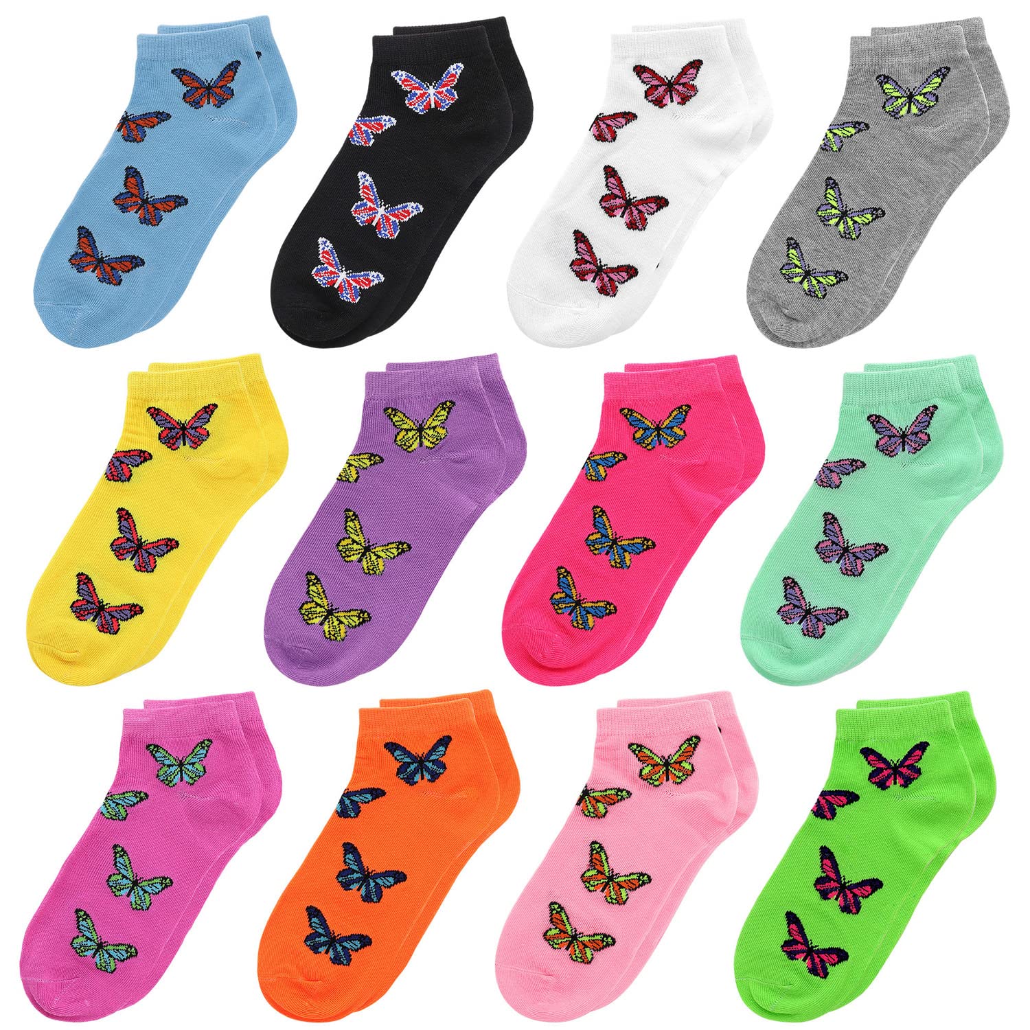 Falari 12 Pairs Women's Colorful Ankle Socks - Soft, Lightweight & Breathable Athletic Socks for Running, Yoga, Workout & Everyday Wear