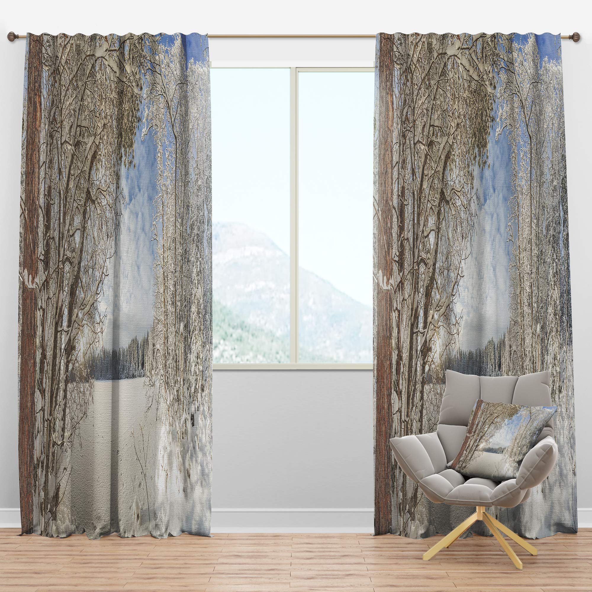 Lake in Winter Woods Blackout Curtains - Thermal Insulated Bedroom & Living Room Drapes - 52x95 Single Panel for Better Sleep & Energy Efficiency