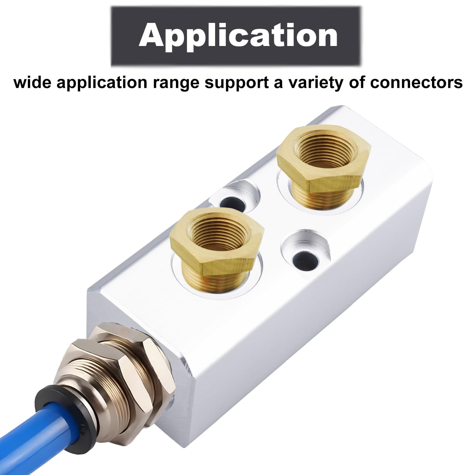 2PCS 2-Way 4-Port Air Compressor Manifold Block - Aluminum Air Hose Inline Splitter for Pneumatic Systems - 1/2