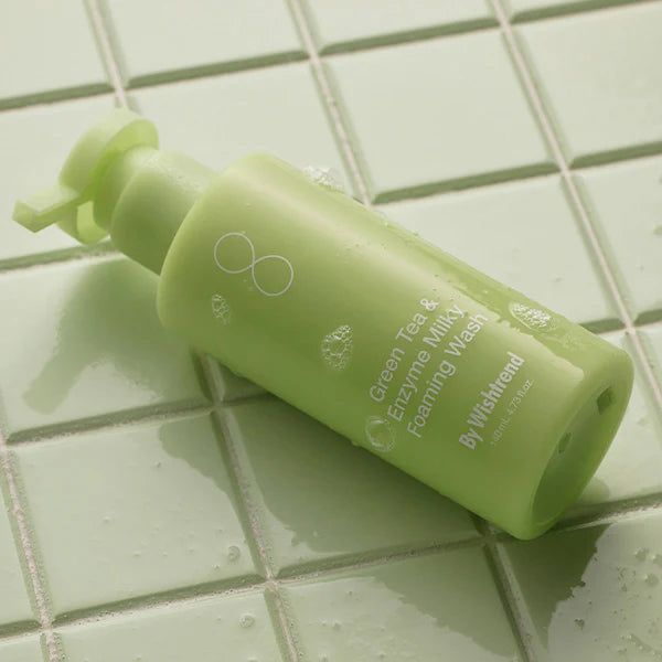 By Wishtrend Green Tea & Enzyme Milky Foaming Face Wash 140ml - Gentle Cleanser for Sensitive Skin, Daily Skincare Routine