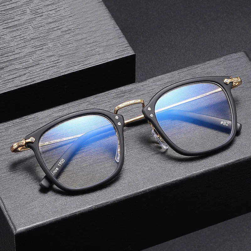 Stylish Black Unisex Titanium Acetate Square Eyeglasses G806 - Perfect for Work, Reading & Fashion Accessories