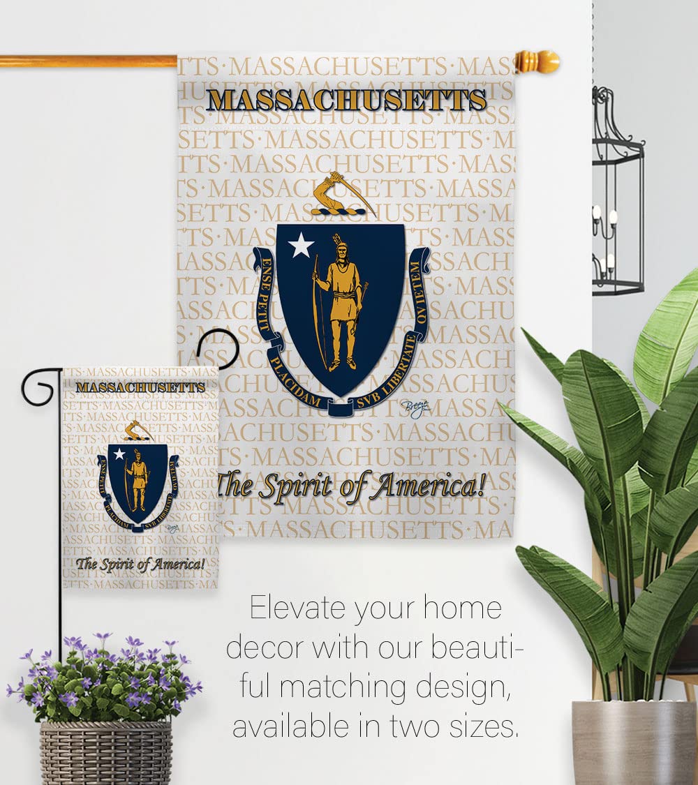 Massachusetts Americana House Flag Set 28x40