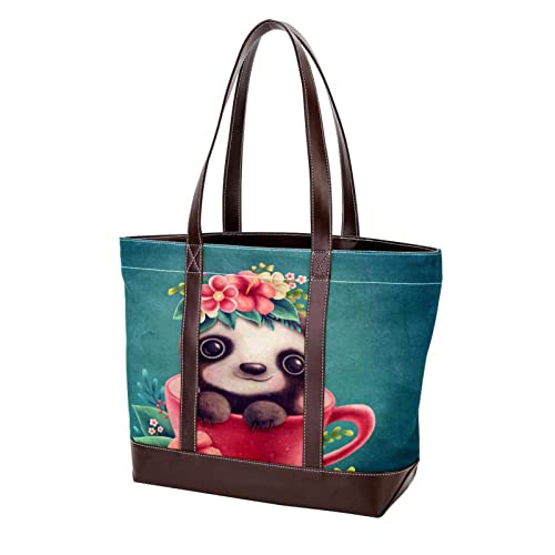Stylish Large Leather & Canvas Tote Bags for Women - Top Handle Shoulder Satchel Hobo Purses - Perfect for Work, Travel & Shopping