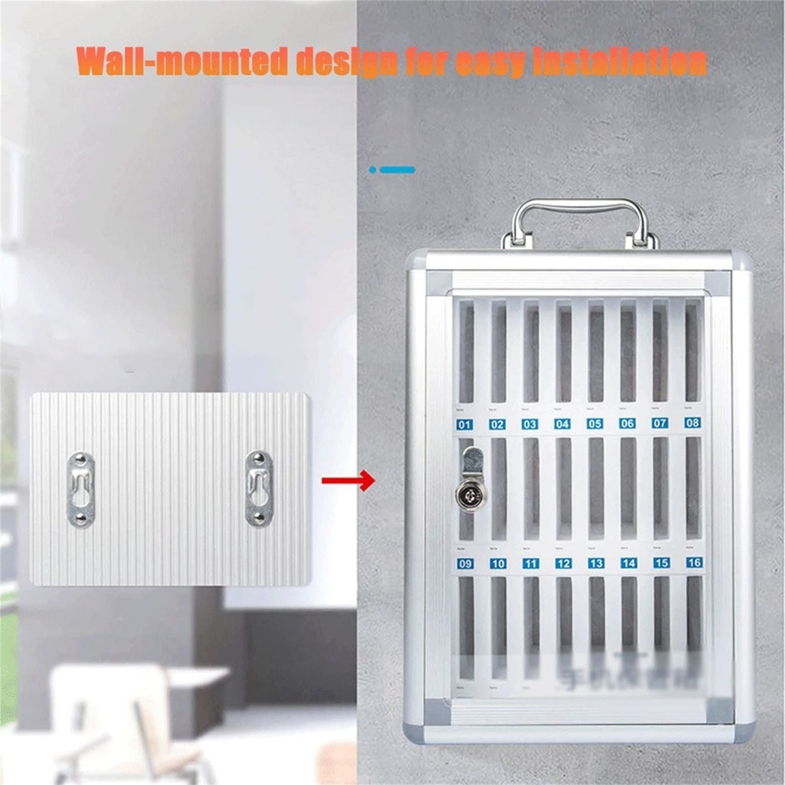 Aluminum Alloy Wall Mounted Cell Phone Lockers with Security Lock - Secure Storage Cabinet for Office, School, Car Rental & Workplace (24 or 36 Slots) - Ideal for Employee Phone Management, Classroom Device Storage & Rental Car Key Organization