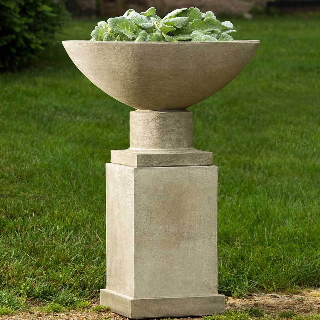 Campania International Savoy Planter with Pedestal - Elegant Outdoor Garden Decor for Patio, Porch & Landscaping