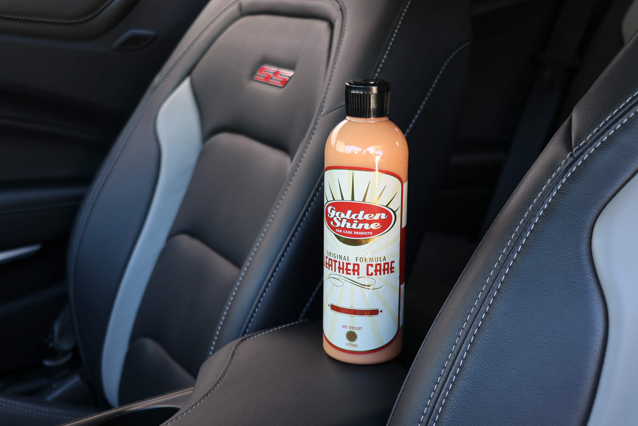 GOLDEN SHINE Leather Cleaner & Conditioner - 16oz Car Interior Care Kit | Restores & Protects Leather Seats, Dash & Steering Wheel | Ideal for Cars, Trucks & Motorcycles