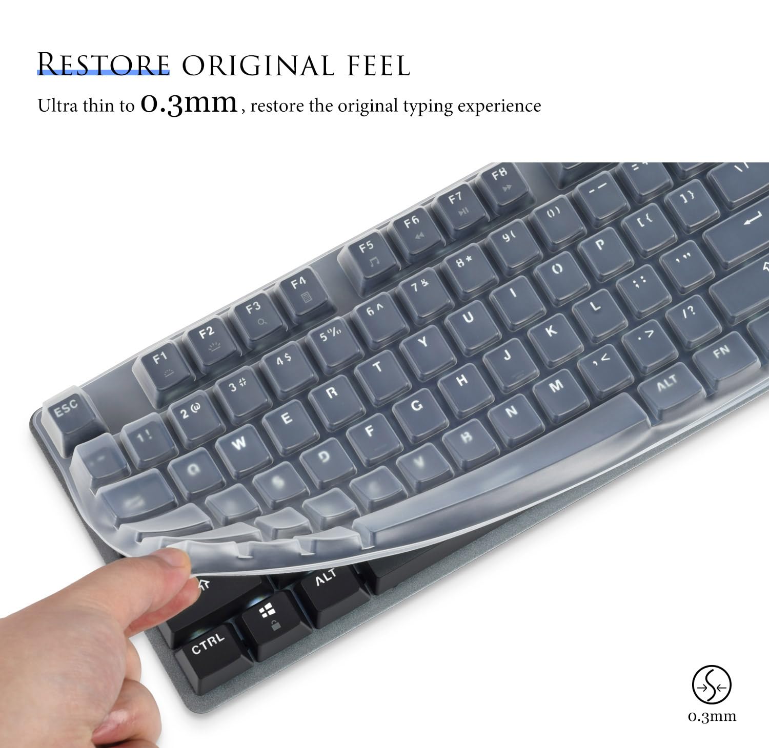 Logitech K845 Keyboard Cover - Ultra Thin Silicone Skin Protector for Mechanical Illuminated Keyboard | Clear PC Accessory for Dust & Spill Protection | Perfect for Office, Gaming & Home Use