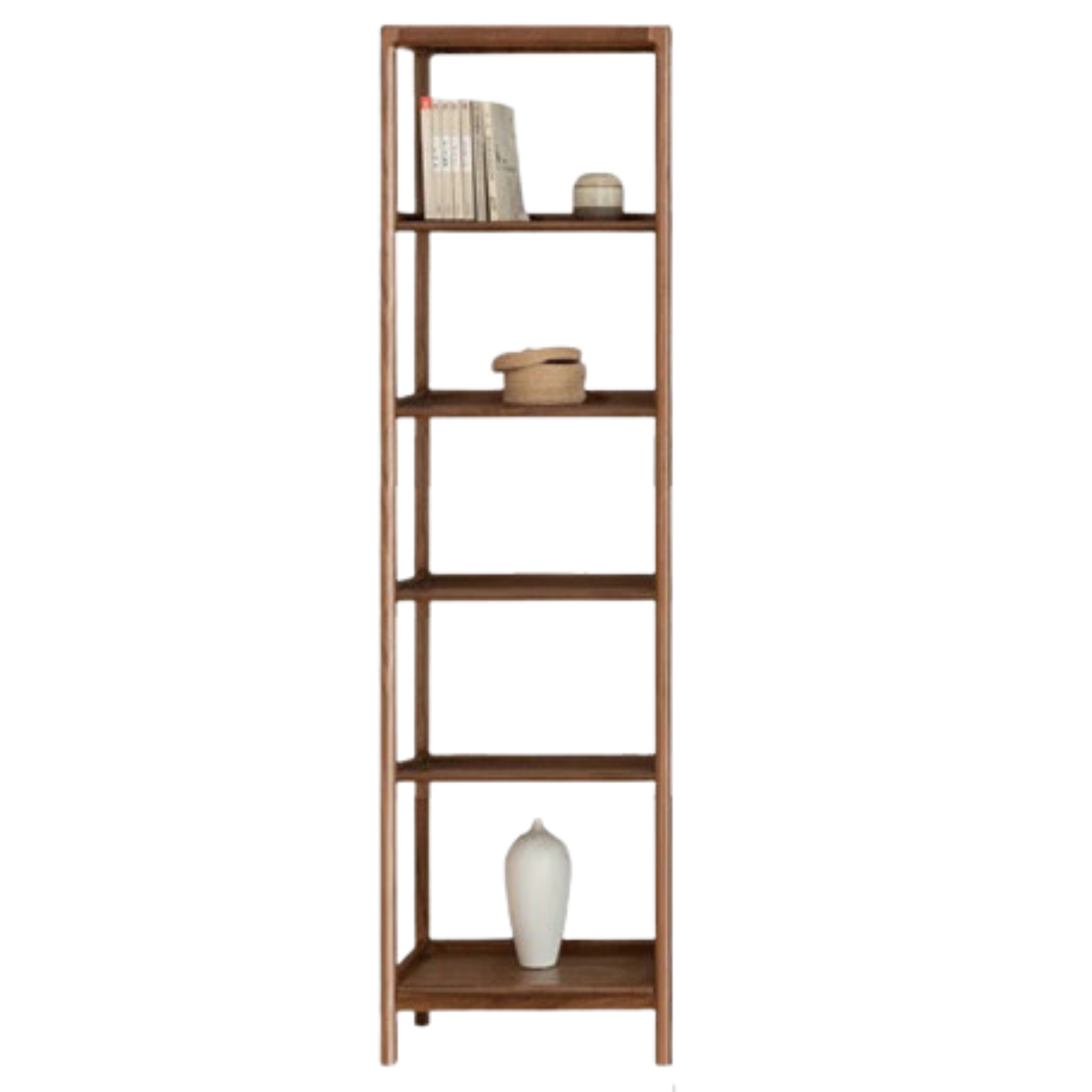 Solid Black Walnut & Ash Wood Bookshelf - Modern Bookcase with Display Cabinet & Wall Shelf for Living Room, Office & Library Storage